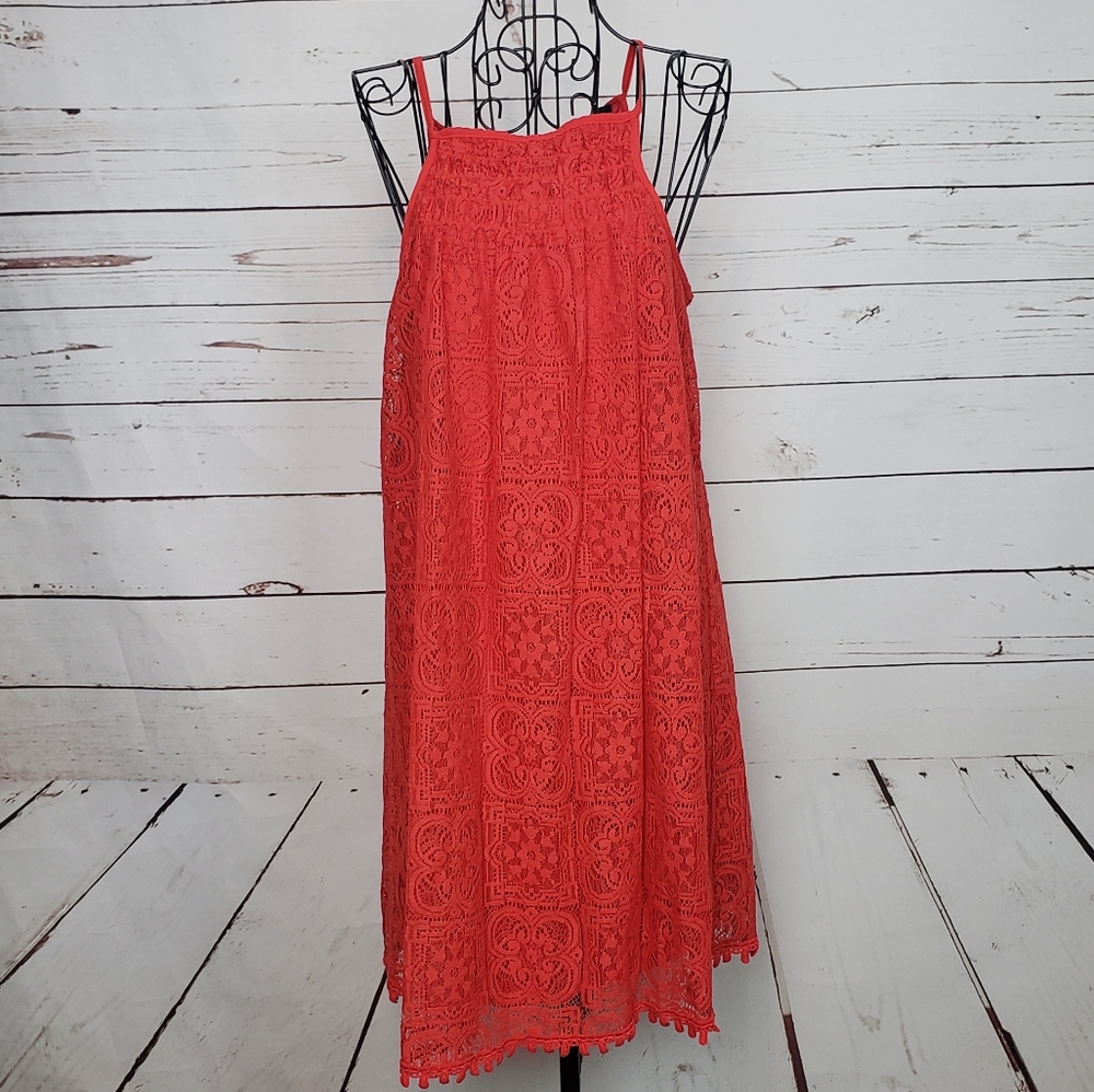 My Michelle Orange Lace Halter Dress